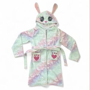 Girls Soft Plush Hooded Bunny Critter Robe - Lilac / L (14/16)